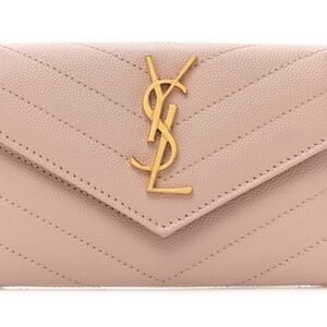 Grain De Poudre Matelasse Chevron Small Monogram Envelope Wallet Pink